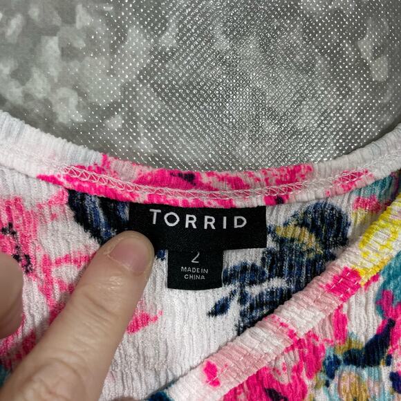 Torrid Women's Plus Size Knit Smocked Double Scoop Neck Tank Top - Size 2 (2X) - Picture 5 of 7